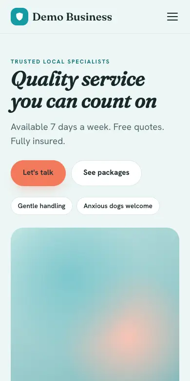 The Grooming design on a phone: an example dog groomer’s website